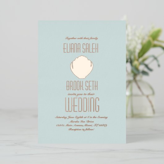 シーシェルビーチ結婚式押し箔招待状 箔招待状 (立ち正面)