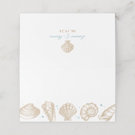 シーシェルビーチ結婚式航海のエスコート プレイスカード (外部開封)