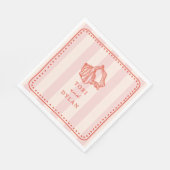 シーシェルピンクストライプのトロピカルビーチ結婚式 スタンダードランチョンナプキン (角)