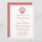 シーシェルピンクホワ結婚イトシェルズサマービーチ 招待状 (正面/裏面)