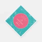 シーシェルピンク&ブルーパームトロピカルビーチ結婚式 スタンダードランチョンナプキン (角)