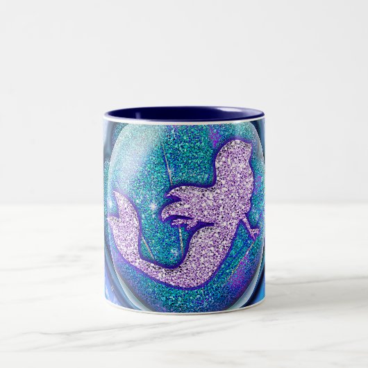 シーシェルフィットの人魚グリッター女の子マジカル ツートーンマグカップ (中央)