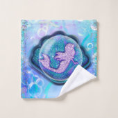 シーシェルフィットの人魚グリッター女の子マジカル バスタオルセット (ウォッシュタオル)