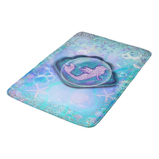 シーシェルフィットの人魚グリッター女の子マジカル バスマット (アングル)
