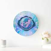 シーシェルフィットの人魚グリッター女の子マジカル ラージ壁時計 (ホーム)