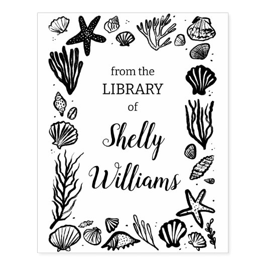 シーシェルフレームカスタムEx Librisブックプレート ラバースタンプ (インプリント)