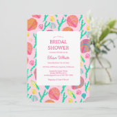 シーシェルブライダルシャワーフェミニンエレガントカスタム 招待状 (スタンド正面)