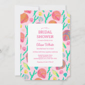 シーシェルブライダルシャワーフェミニンエレガントカスタム 招待状 (正面)
