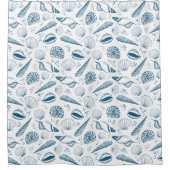 シーシェルブルーホワイトビーチ シャワーカーテン (正面)