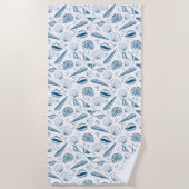 シーシェルブルーホワイトビーチ ビーチタオル (正面)