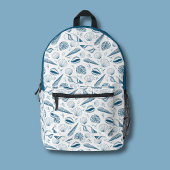 シーシェルブルーホワイトビーチ プリントバックパック