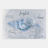 シーシェルブルーヴィンテージアンティークビーチエフェメラ ラッピングペーパーシート (正面2)