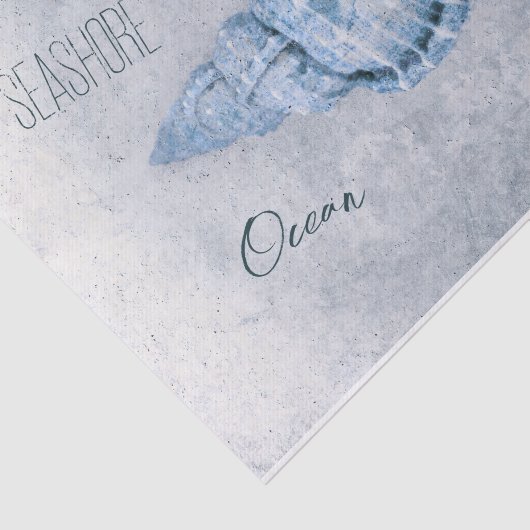 シーシェルブルーヴィンテージアンティークビーチエフェメラ 薄葉紙 (詳細)