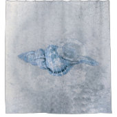 シーシェルブルーヴィンテージアンティーク海ビーチテクスチャ シャワーカーテン (正面)