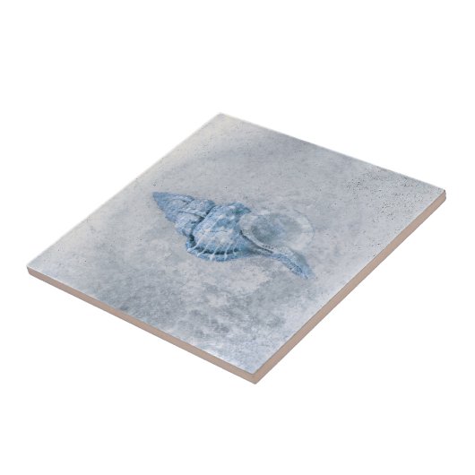 シーシェルブルーヴィンテージアンティーク海ビーチテクスチャ タイル (側面)