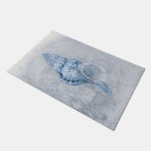 シーシェルブルーヴィンテージアンティーク海ビーチテクスチャ ドアマット (アングル)