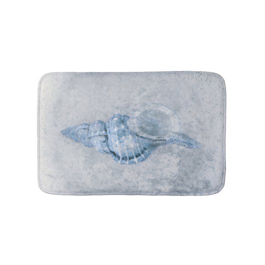 シーシェルブルーヴィンテージアンティーク海ビーチテクスチャ バスマット (正面)