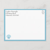 シーシェルブルー航海のビーチバチェロレッテ インビテーションポストカード (裏面)