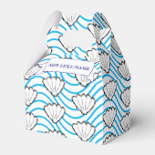 シーシェルホワイトとブルーの波パターンカスタム フェイバーボックス (正面サイド)