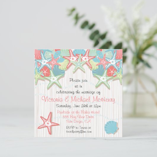 シーシェルポストウェディングレセプションパーティの招待状 招待状 (スタンド正面)