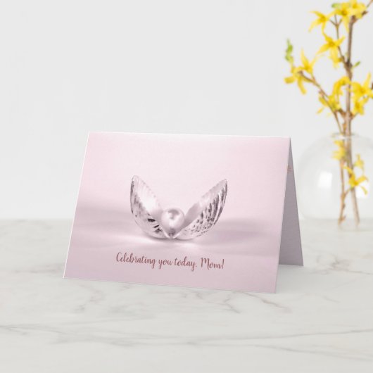 シーシェルママの誕生日のピンクパール カード (黄色い花)