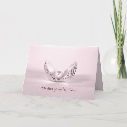 シーシェルママの誕生日のピンクパール カード (正面)