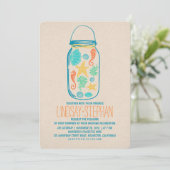 シーシェルメイソン·ジャー·ビーチ結婚式招待状 招待状 (スタンド正面)