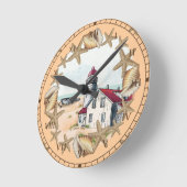 シーシェルライトハウス ラウンド壁時計 (傾斜)