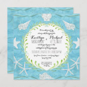 シーシェルリーフリース海ビーチ水カラーシェル 招待状 (正面/裏面)