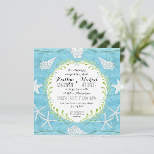 シーシェルリーフリース海ビーチ水カラーシェル 招待状 (スタンド正面)