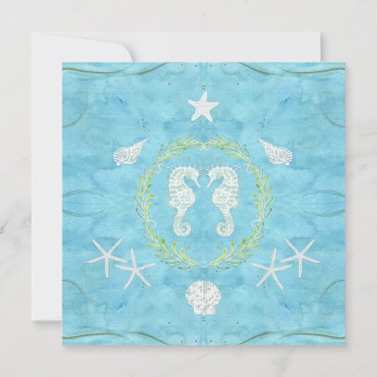 シーシェルリーフリース海ビーチ水カラーシェル 招待状 (裏面)