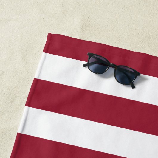 シーシェルレッドストライプモノグラム ビーチタオル (インサイチュ)