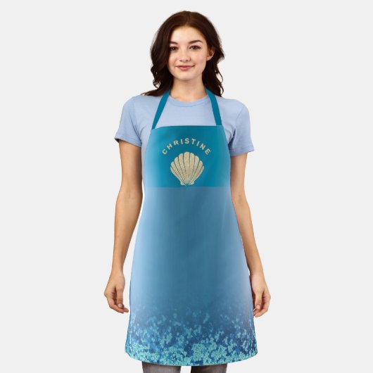 シーシェルロゴ エプロン (着用した状態)