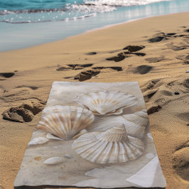 シーシェル水彩沿岸 ビーチタオル