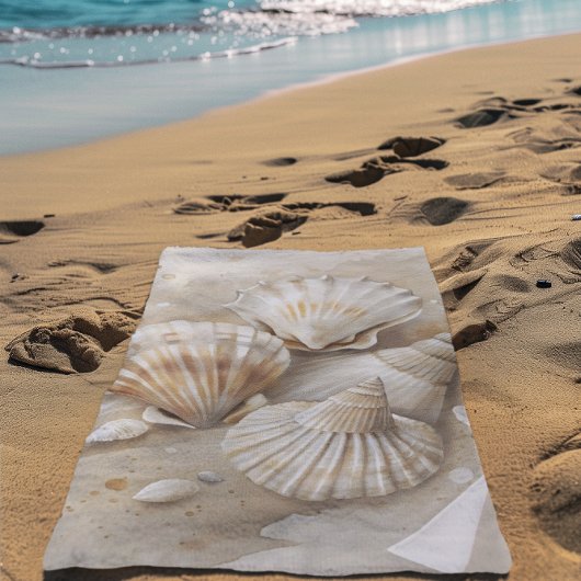 シーシェル水彩沿岸 ビーチタオル