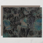 シーシェル海ビーチティール(緑がかった色)ブラックアートデクページ (正面/裏面)