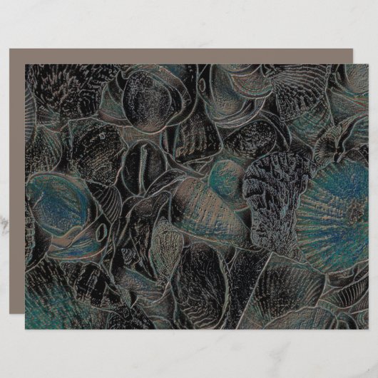 シーシェル海ビーチティール（緑がかった色）ブラックアートデクページ (正面/裏面)