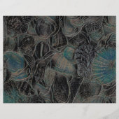 シーシェル海ビーチティール(緑がかった色)ブラックアートデクページ (正面)