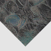 シーシェル海ビーチティール(緑がかった色)ブラックアートデクページ 薄葉紙 (詳細)