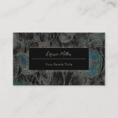 シーシェル海ビーチティール（緑がかった色）ブラックモダン 名刺 (正面)