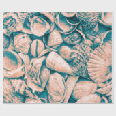 シーシェル海ビーチティール(緑がかった色)ヴィンテージ分離 ラッピングペーパー (フラット)