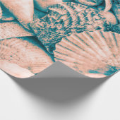 シーシェル海ビーチティール(緑がかった色)ヴィンテージ分離 ラッピングペーパー (角)