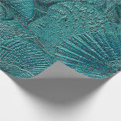 シーシェル海ビーチティール（緑がかった色）金属スタイル ラッピングペーパー (角)