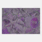 シーシェル海ビーチパープルグレーメタリック ラッピングペーパーシート (正面)