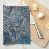 シーシェル海ビーチブルー航海のメタリック キッチンタオル (四つ折り)