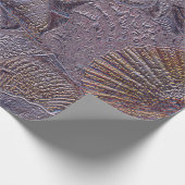 シーシェル海ビーチ紫色の金属のデコパージュ ラッピングペーパー (角)
