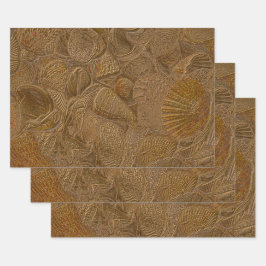 シーシェル海ビーチ金ゴールドエレガント分離 ラッピングペーパーシート