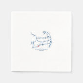 シーシェル牡蠣デカップケープコッド地図ナプキン スタンダードカクテルナプキン (正面)