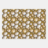 シーシェル真珠サンディビーチシェル金ゴールドきらめく ラッピングペーパーシート (正面3)
