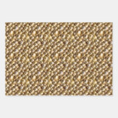 シーシェル真珠サンディビーチシェル金ゴールドきらめく ラッピングペーパーシート (正面)